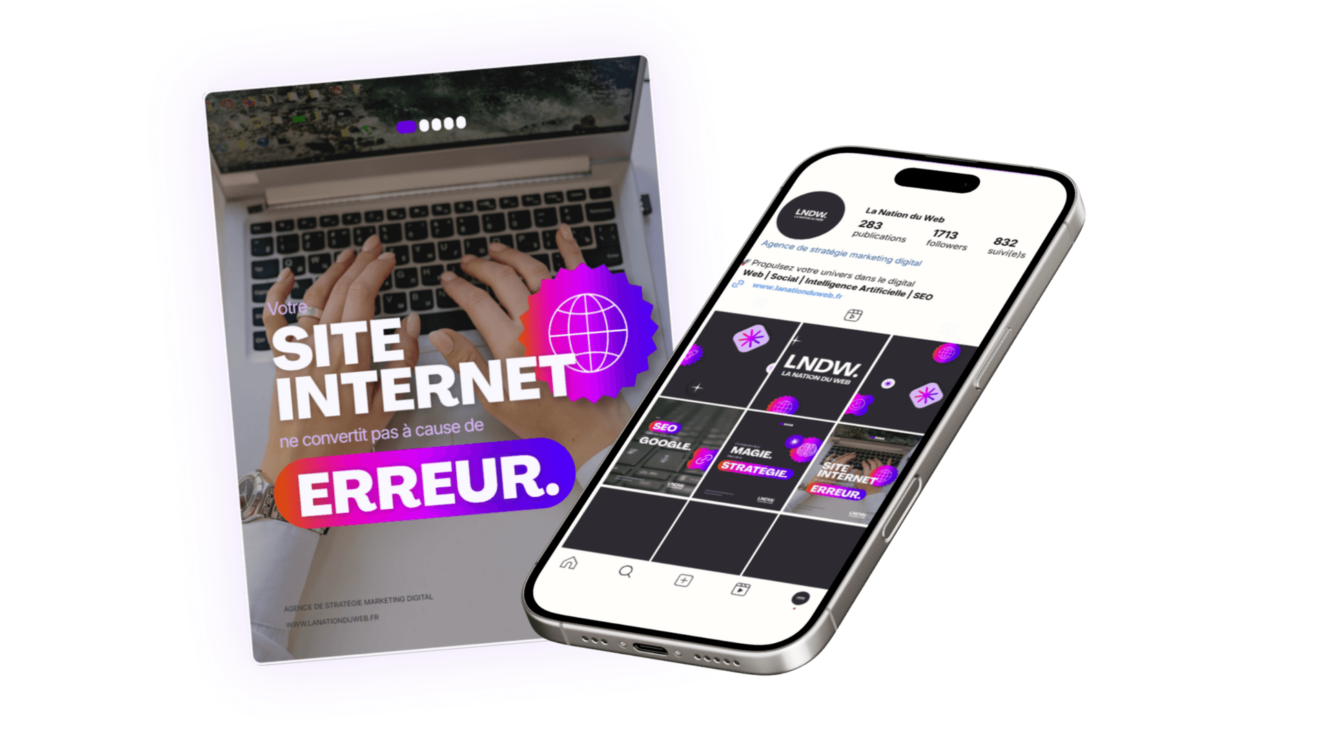Aperçu d'un site et d'un mobile La Nation du Web