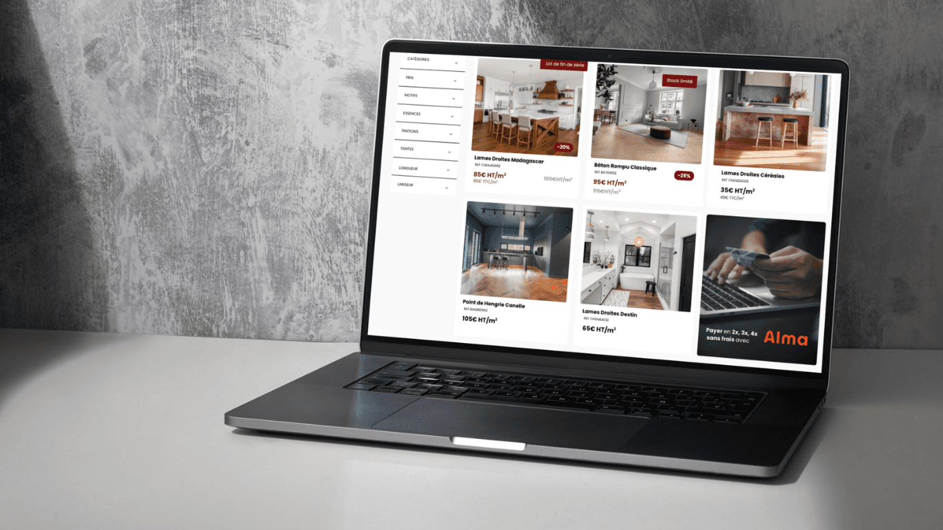 Maquette du site Premibel page produits