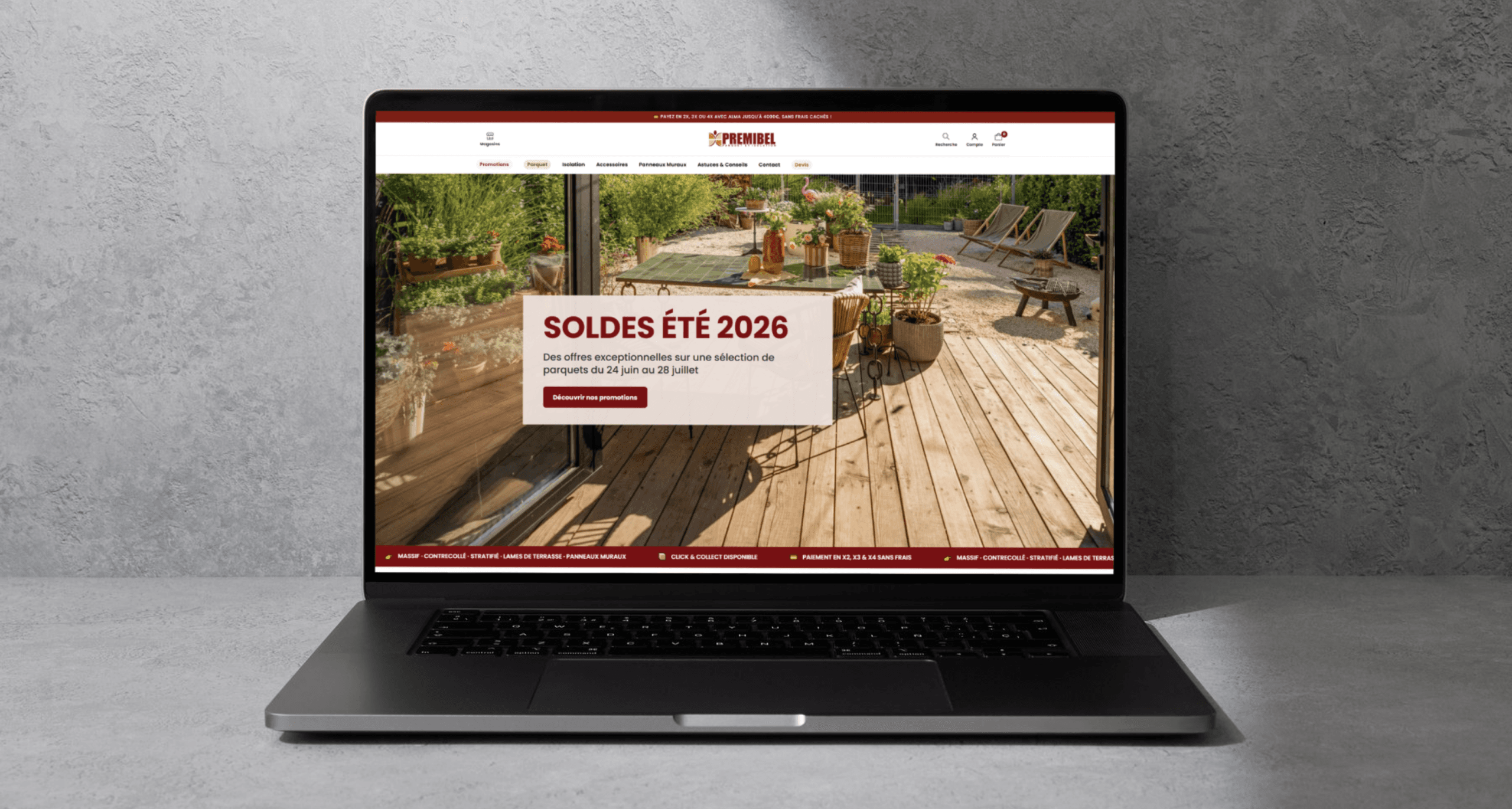 Maquette du site Premibel page index